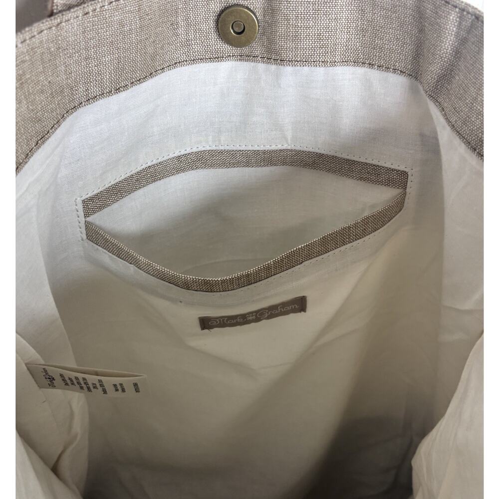 Mark & Graham Tote Large Bucket Cotton Leather Oatmeal Brown Preppy - Picture 6 of 11